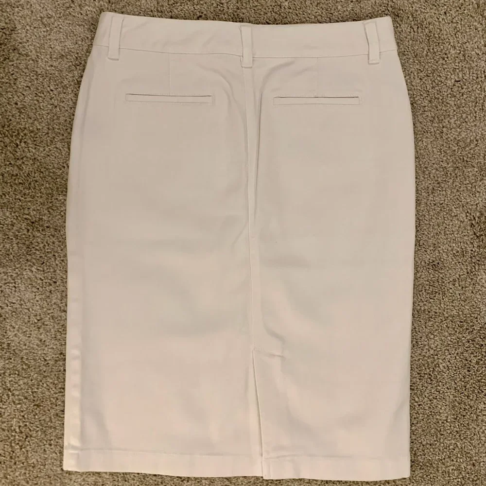 Vintage LRL Ralph Lauren Jeans Co. Denim Knee Length Y2K Pencil Skirt White - Picture 6 of 8